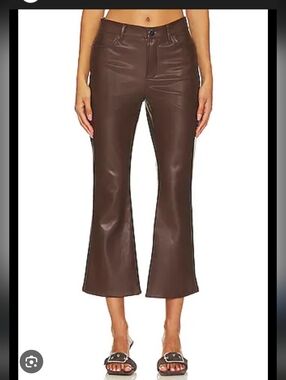 NWT BCBG Maxazria Faux Vegan Leather Cropped Flare Pants Chocolate Size 8